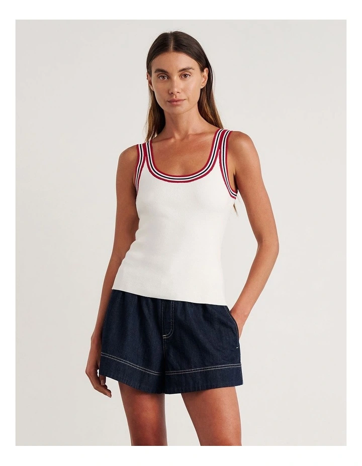 Lydia Stripe Knit Tank in White image 1