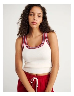 Lydia Stripe Knit Tank in White