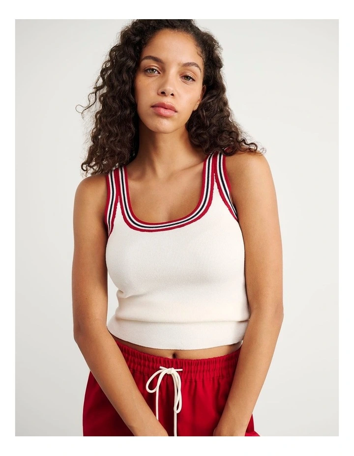 Lydia Stripe Knit Tank in White image 1