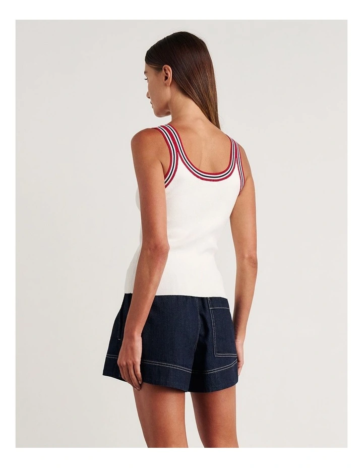Lydia Stripe Knit Tank in White image 2
