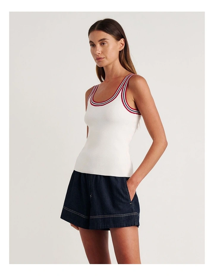 Lydia Stripe Knit Tank in White image 3