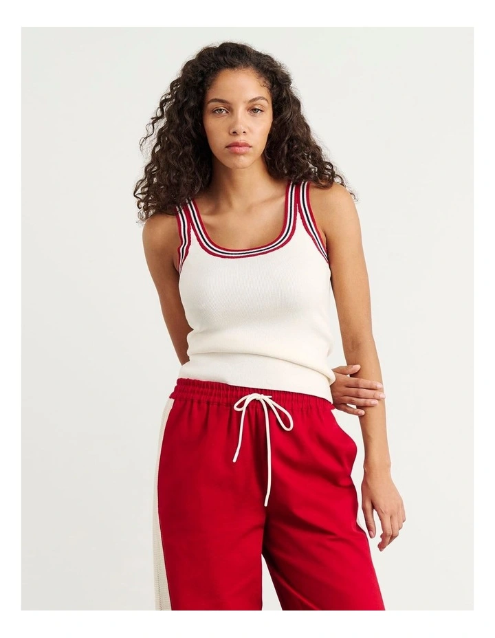Lydia Stripe Knit Tank in White image 4