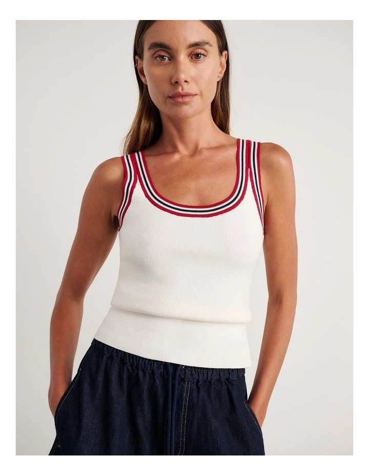 Lydia Stripe Knit Tank in White image 5