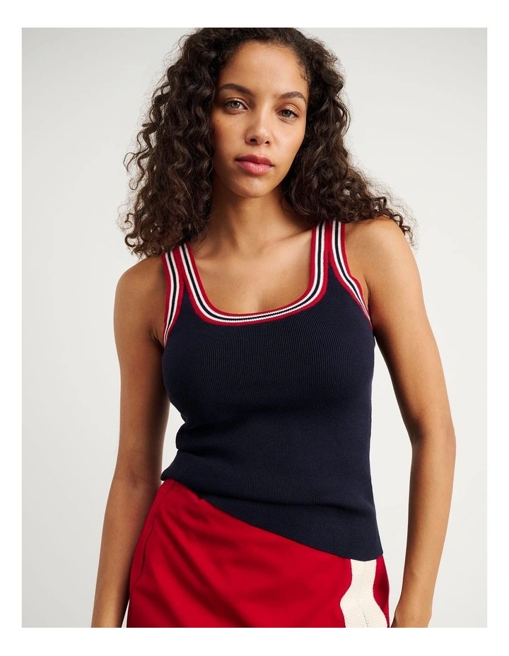 Lydia Stripe Knit Tank in Black image 1
