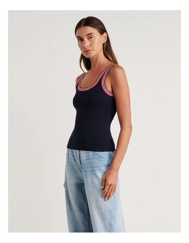 Lydia Stripe Knit Tank in Black image 3