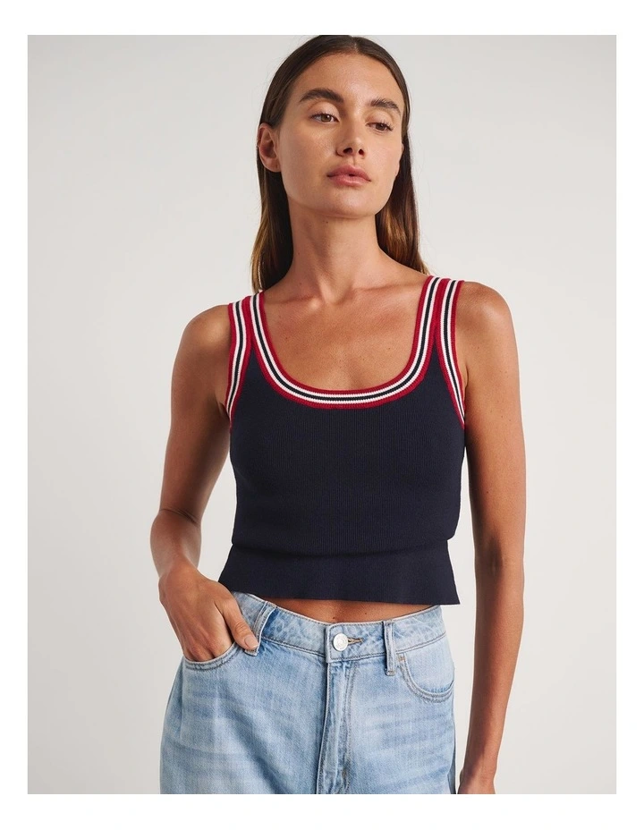 Lydia Stripe Knit Tank in Black image 5