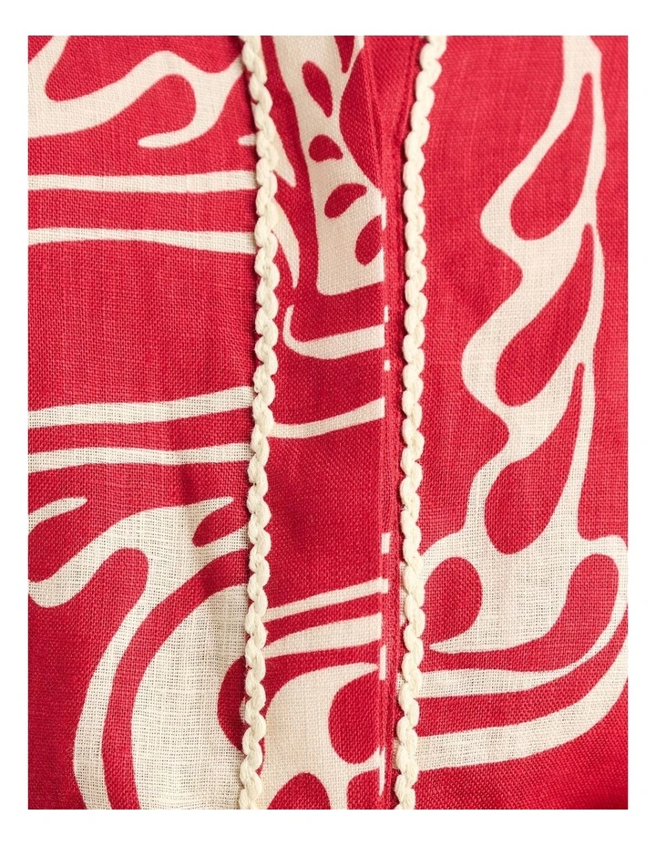 Ceezee Linen Shirt Dress in Red Multi image 6