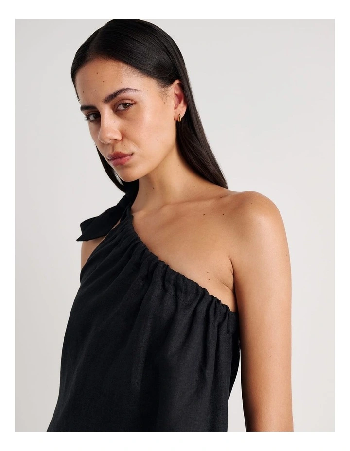Ariel One Shoulder Linen Dress image 6