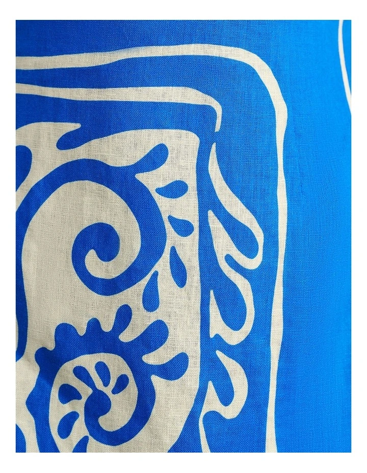 Ceezee Asymmetric Linen Mini Dress in Blue image 6