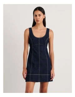 Daphne Denim Mini Dress in Raw Wash