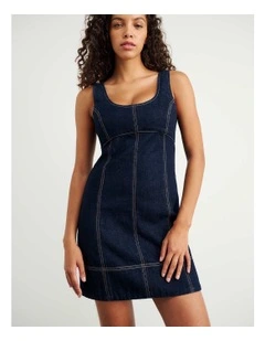 Daphne Denim Mini Dress in Raw Wash