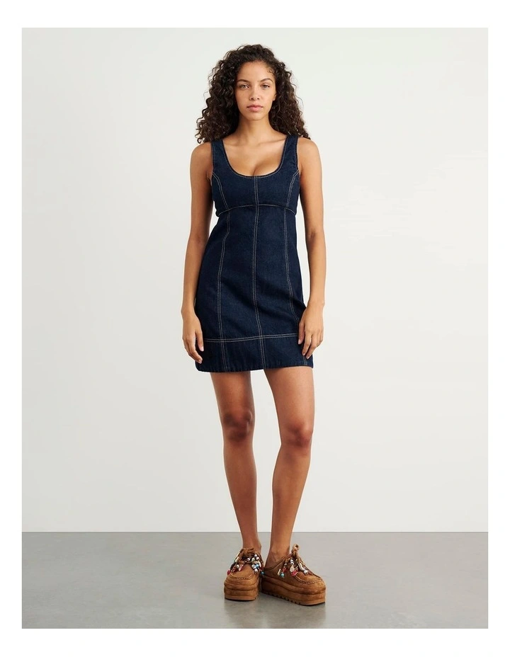 Daphne Denim Mini Dress in Raw Wash image 2