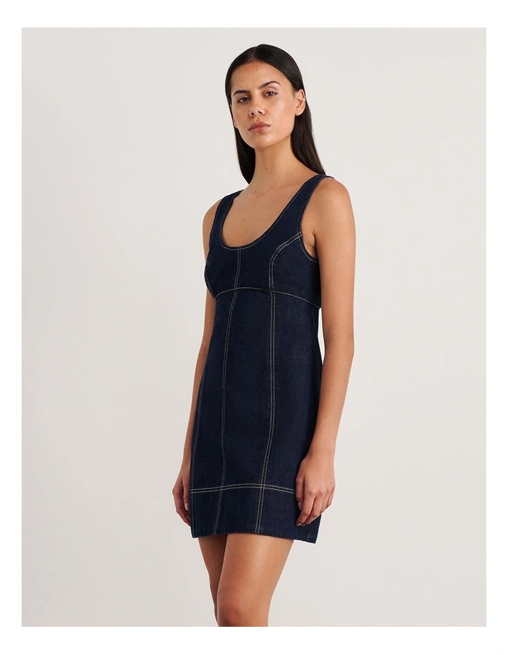Daphne Denim Mini Dress in Raw Wash image 3