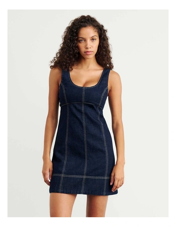 Daphne Denim Mini Dress in Raw Wash image 3