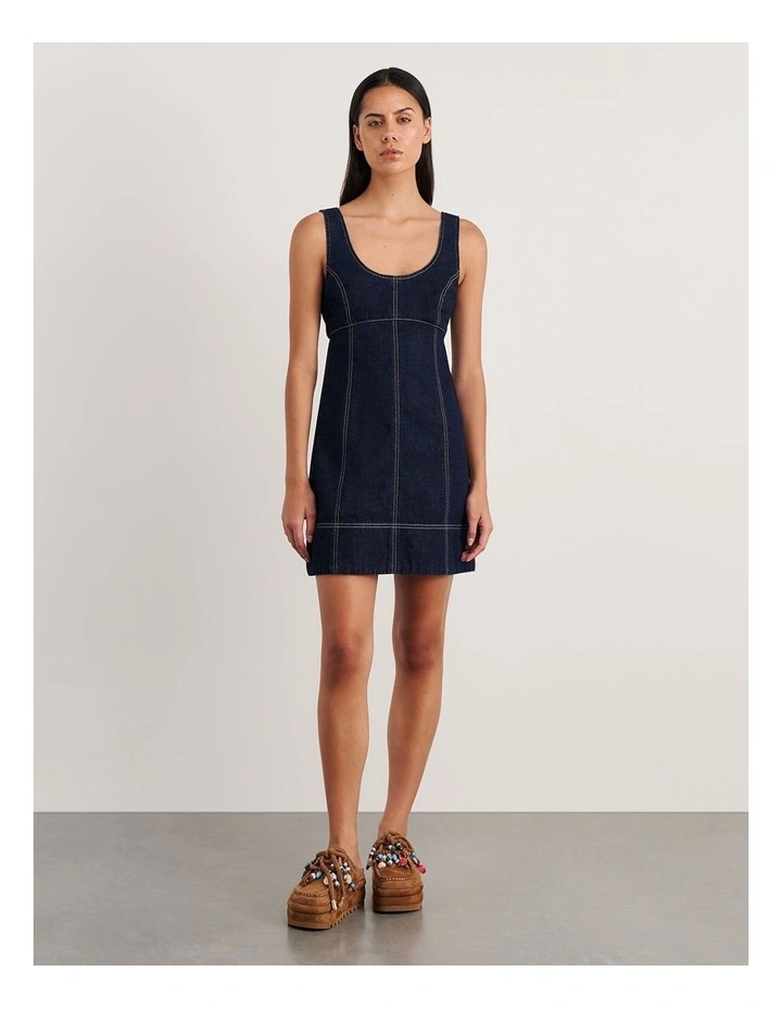 Daphne Denim Mini Dress in Raw Wash image 4
