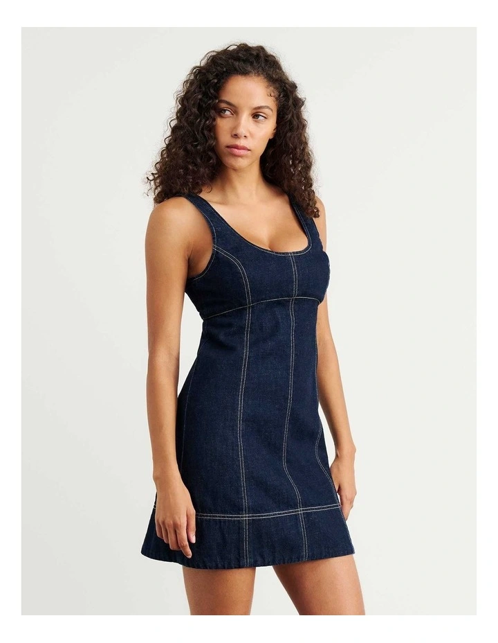 Daphne Denim Mini Dress in Raw Wash image 4