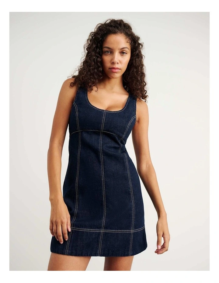 Daphne Denim Mini Dress in Raw Wash image 5