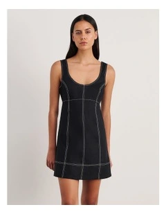 Daphne Linen Mini Dress in Black