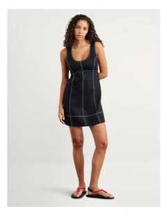 Daphne Linen Mini Dress in Black