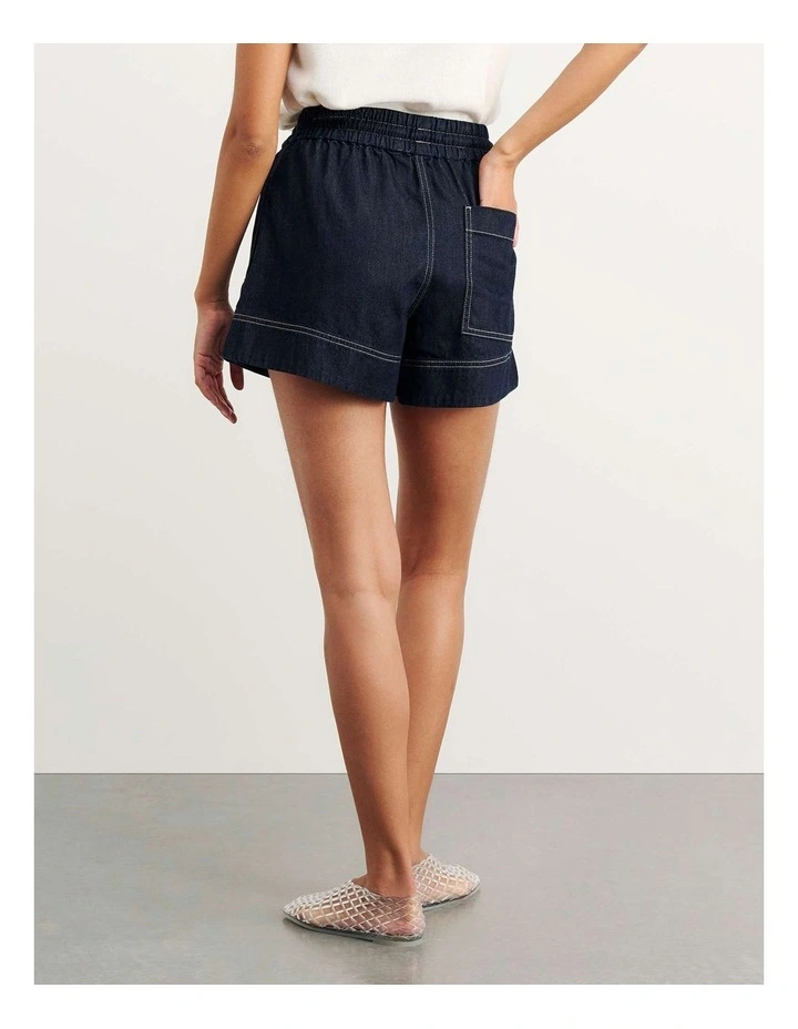 Loe Denim Pull On Short in Raw Wash image 5