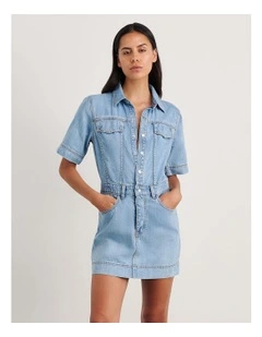 Loe Denim Shirt Dress in Blue