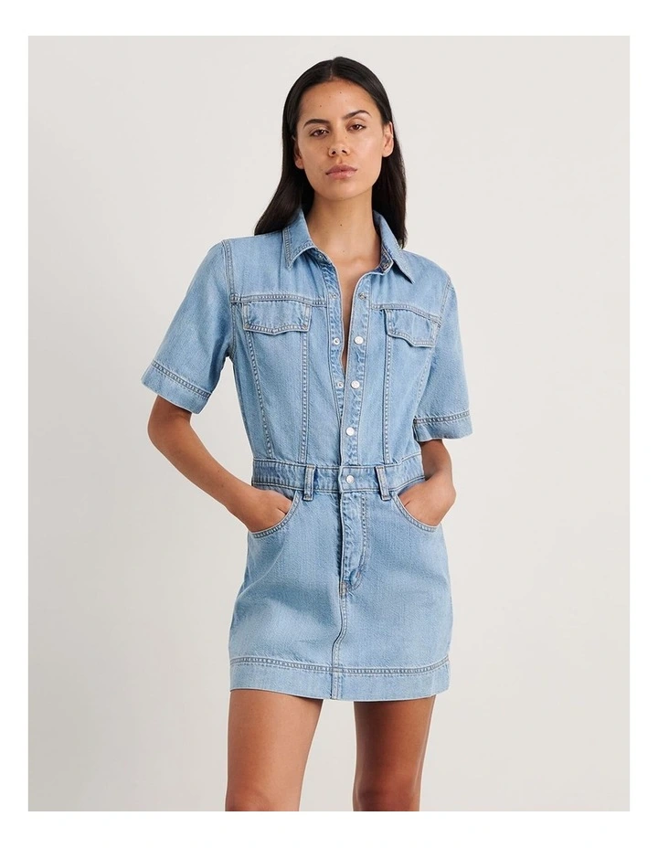 Loe Denim Shirt Dress in Blue image 1