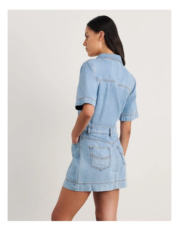Loe Denim Shirt Dress in Blue image 2