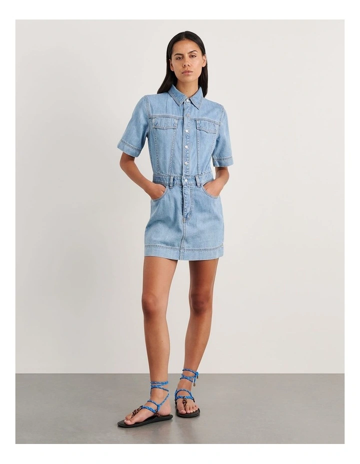 Loe Denim Shirt Dress in Blue image 6