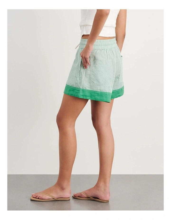 Gigi Stripe Pull On Short in Green image 2