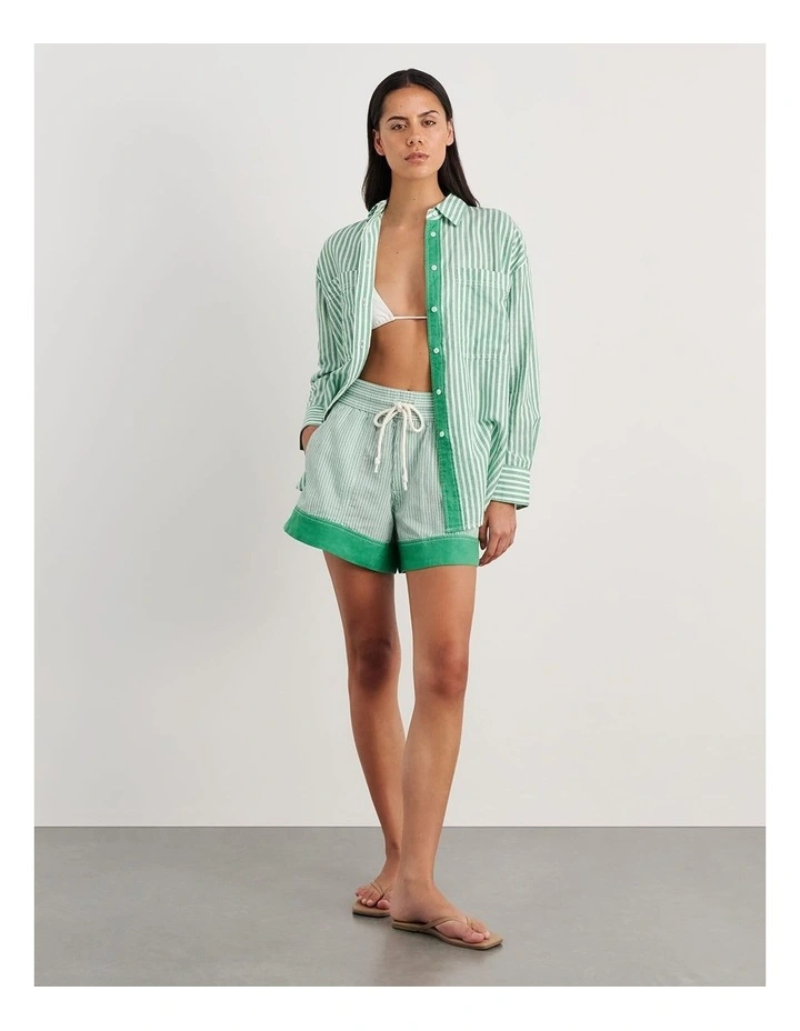 Gigi Stripe Pull On Short in Green image 3