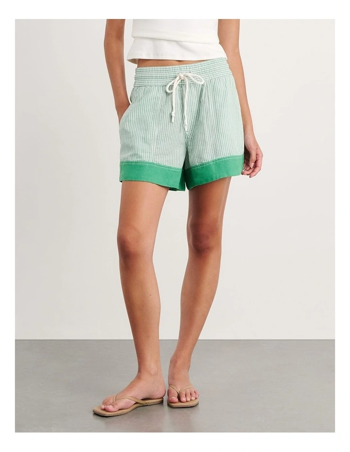 Gigi Stripe Pull On Short in Green image 4