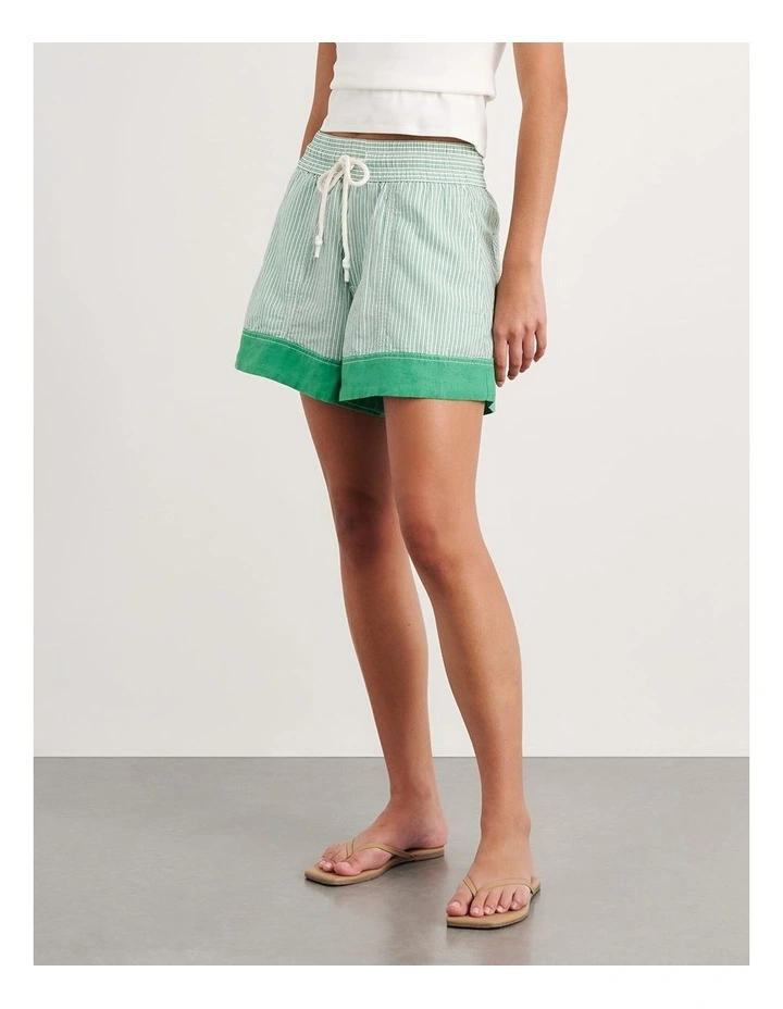 Gigi Stripe Pull On Short in Green image 5