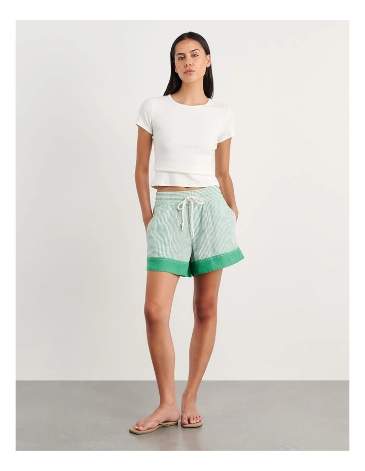 Gigi Stripe Pull On Short in Green image 6