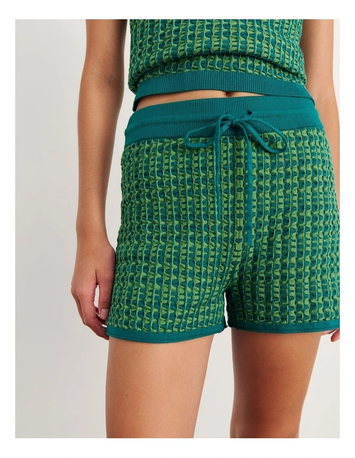 Kelly Contrast Knit Short in Green image 1