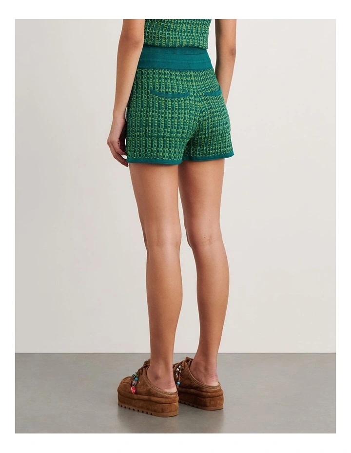 Kelly Contrast Knit Short in Green image 2