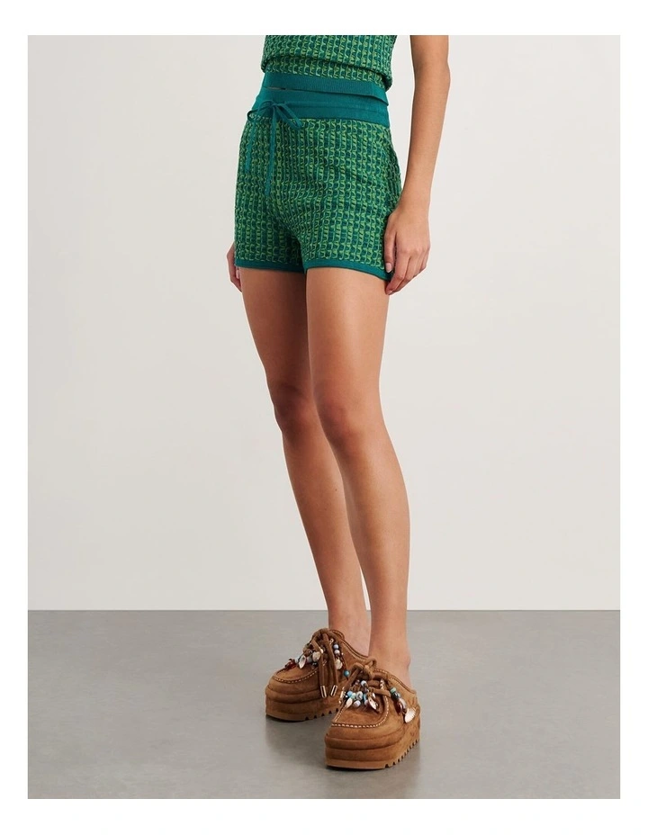 Kelly Contrast Knit Short in Green image 3