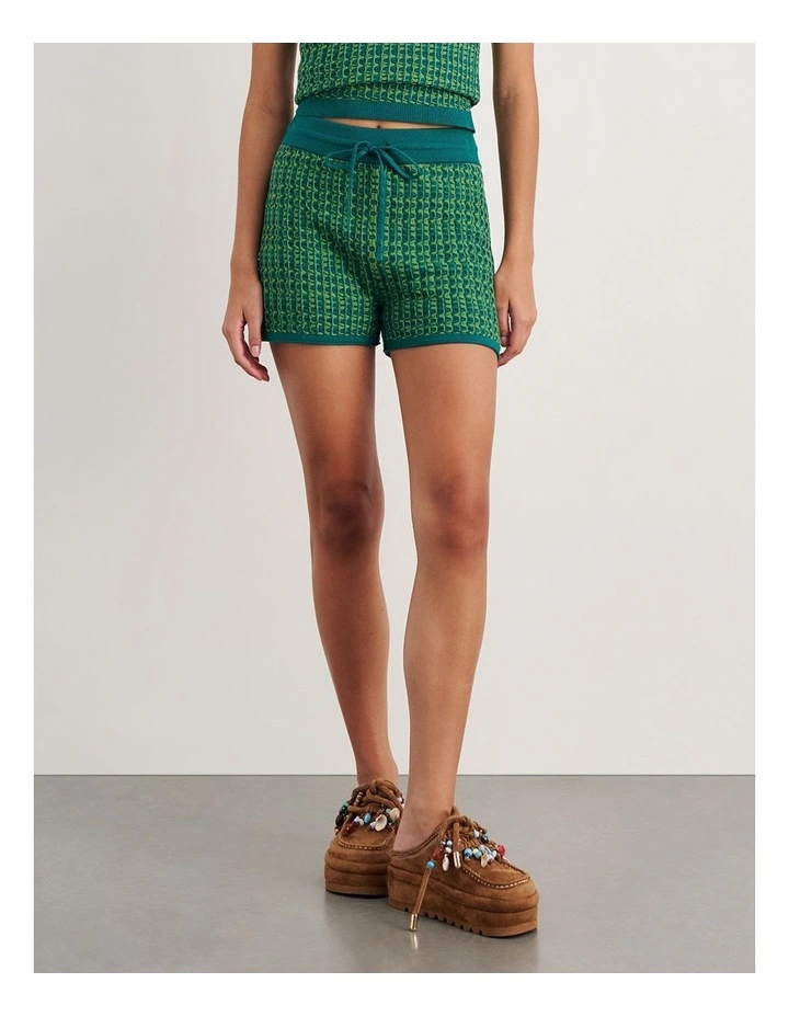 Kelly Contrast Knit Short in Green image 4