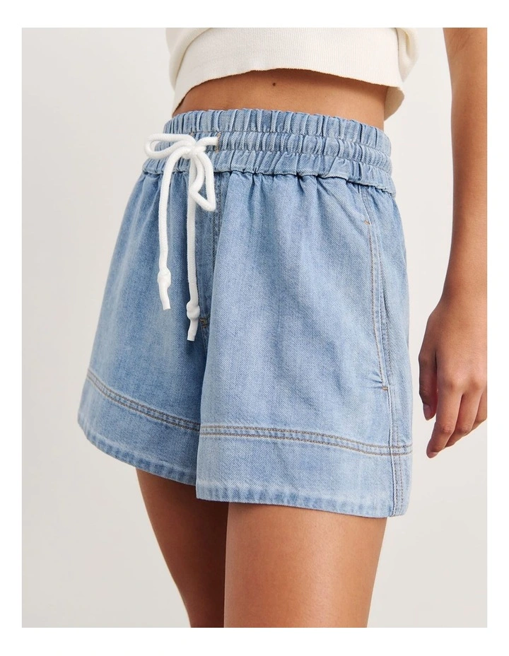 Loe Denim Pull On Short in Blue image 1