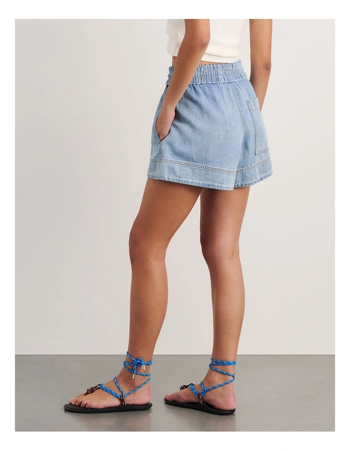 Loe Denim Pull On Short in Blue image 2