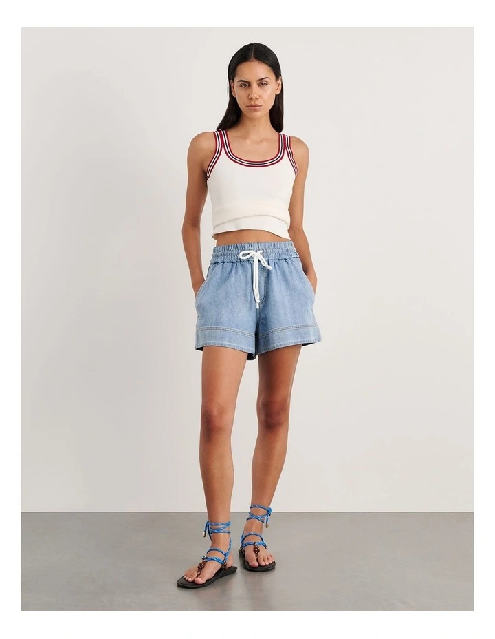 Loe Denim Pull On Short in Blue image 5