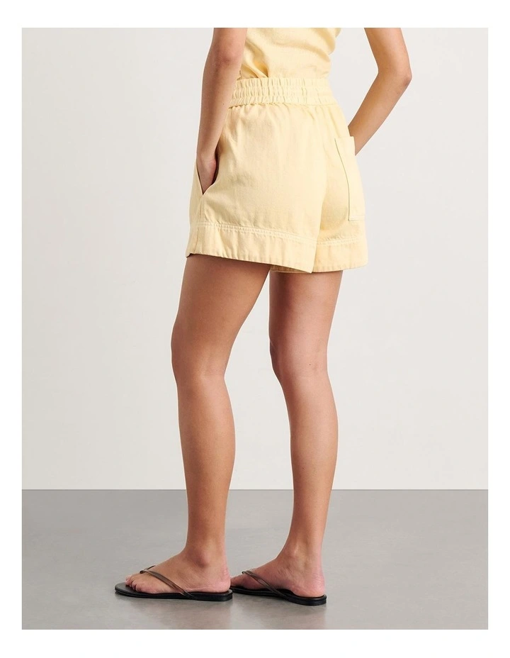 Loe Denim Pull On Short in Yellow image 2