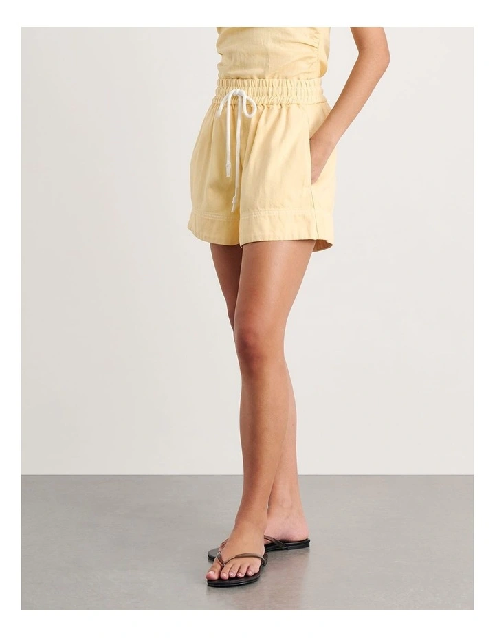 Loe Denim Pull On Short in Yellow image 3