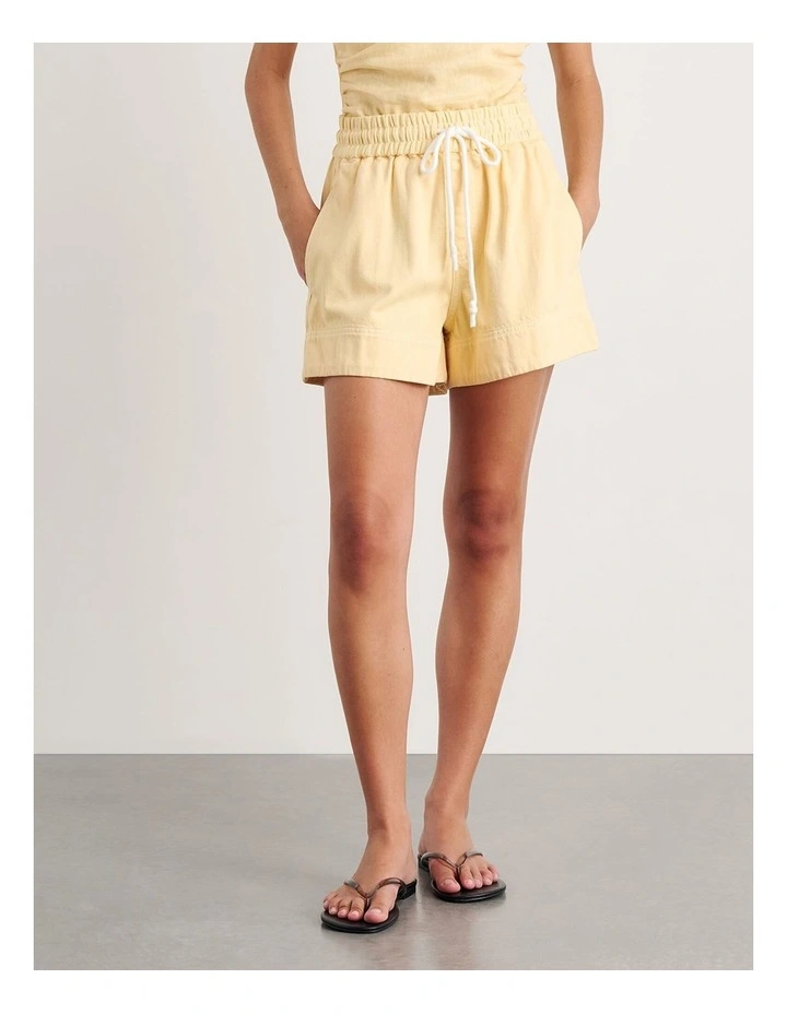 Loe Denim Pull On Short in Yellow image 4