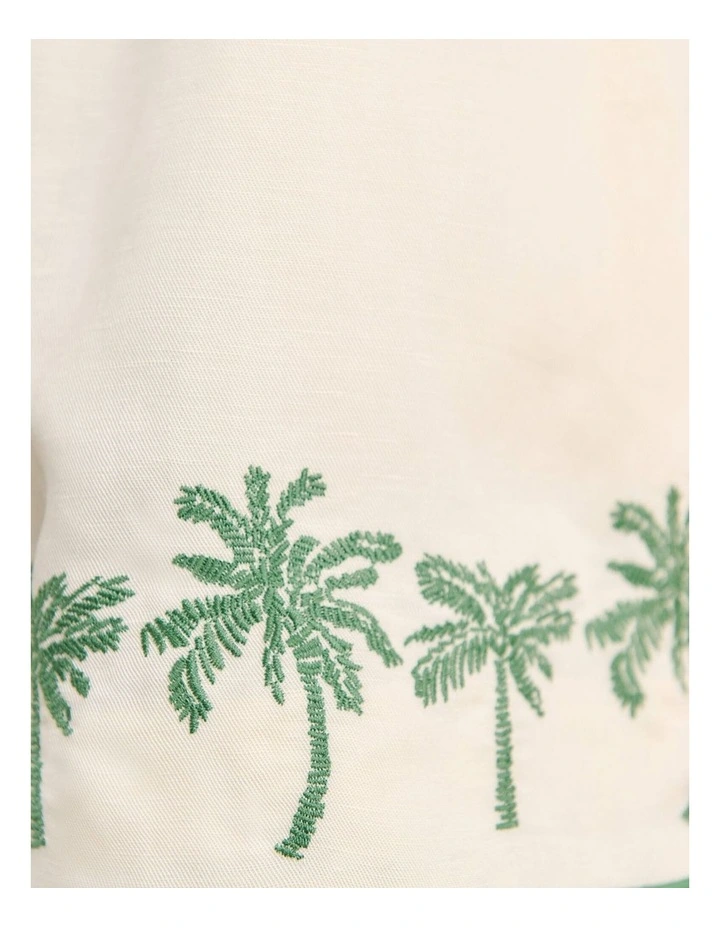 Palm Embroidered Shorts in Beige image 7