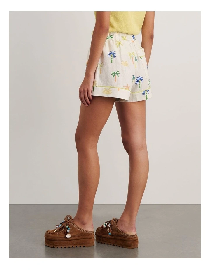 Palm Pull On Shorts in Beige image 2