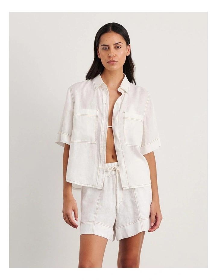 Gigi Relaxed Short Sleeve Shirt in White image 1