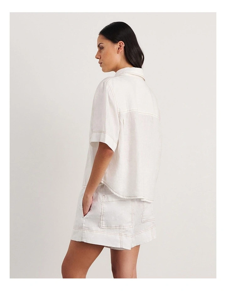Gigi Relaxed Short Sleeve Shirt in White image 2