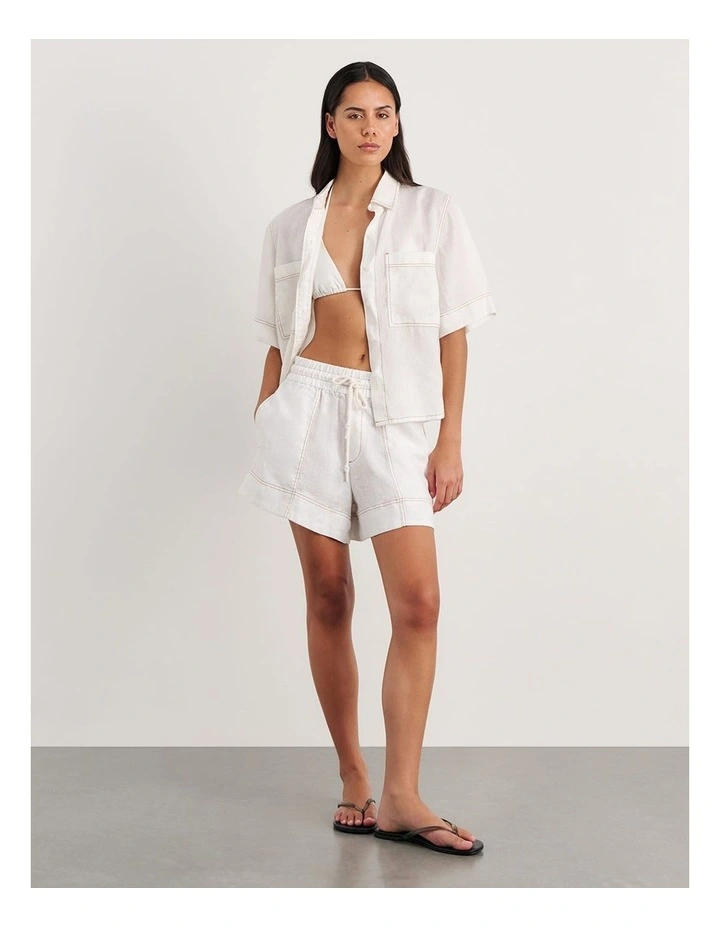 Gigi Relaxed Short Sleeve Shirt in White image 4