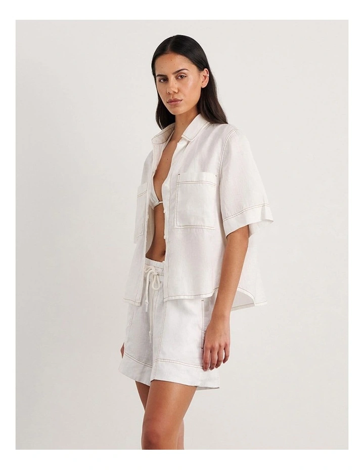 Gigi Relaxed Short Sleeve Shirt in White image 4