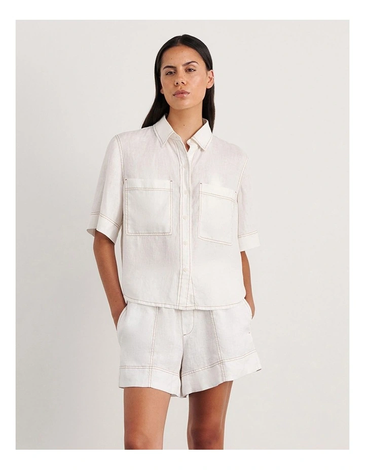 Gigi Relaxed Short Sleeve Shirt in White image 6
